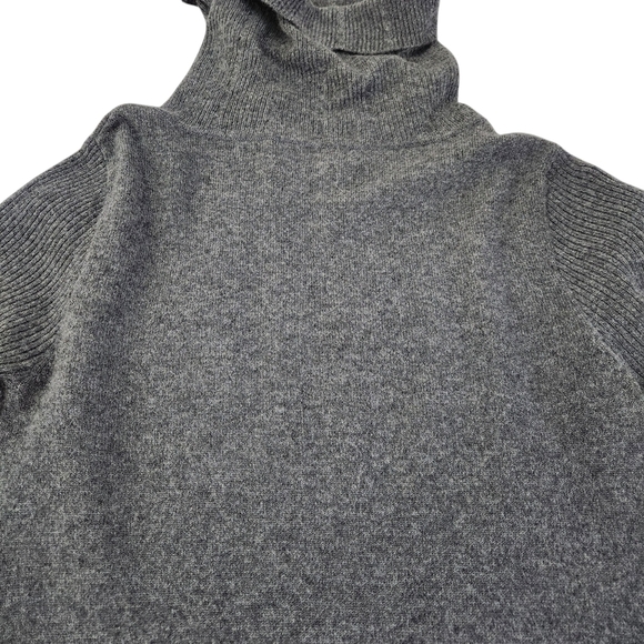 THE TERRITORY AHEAD 100% cashmere sweater turtleneck long sleeve grey cable knit - Picture 6 of 11